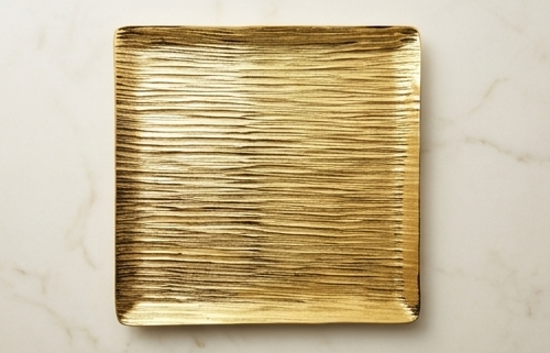 The Aura Square Platter – Textured Brass Finish - Image 5
