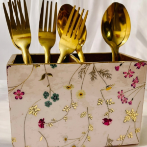 Marble Finish Wooden Cutlery Holder