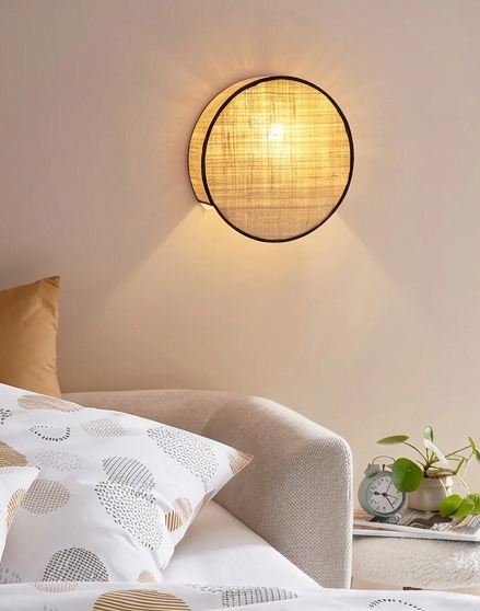 aura-disc-low-profile-rattan-wall-sconce-customizable-handwoven-cane-flush-mount-light-for-luxury-hotel-guestrooms-and-lobbies